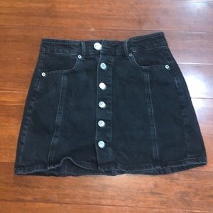 BLACK DENIM BUTTON UP SKIRT